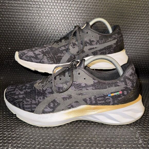 Asics Roadblast Tokyo Black Gold White Athletic Running Shoe Women’s Size 10 - Picture 1 of 8